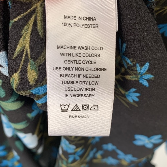 CeCe Aria Baby Doll Floral Ruffled Neck Button Down Blouse Top - Picture 5 of 10